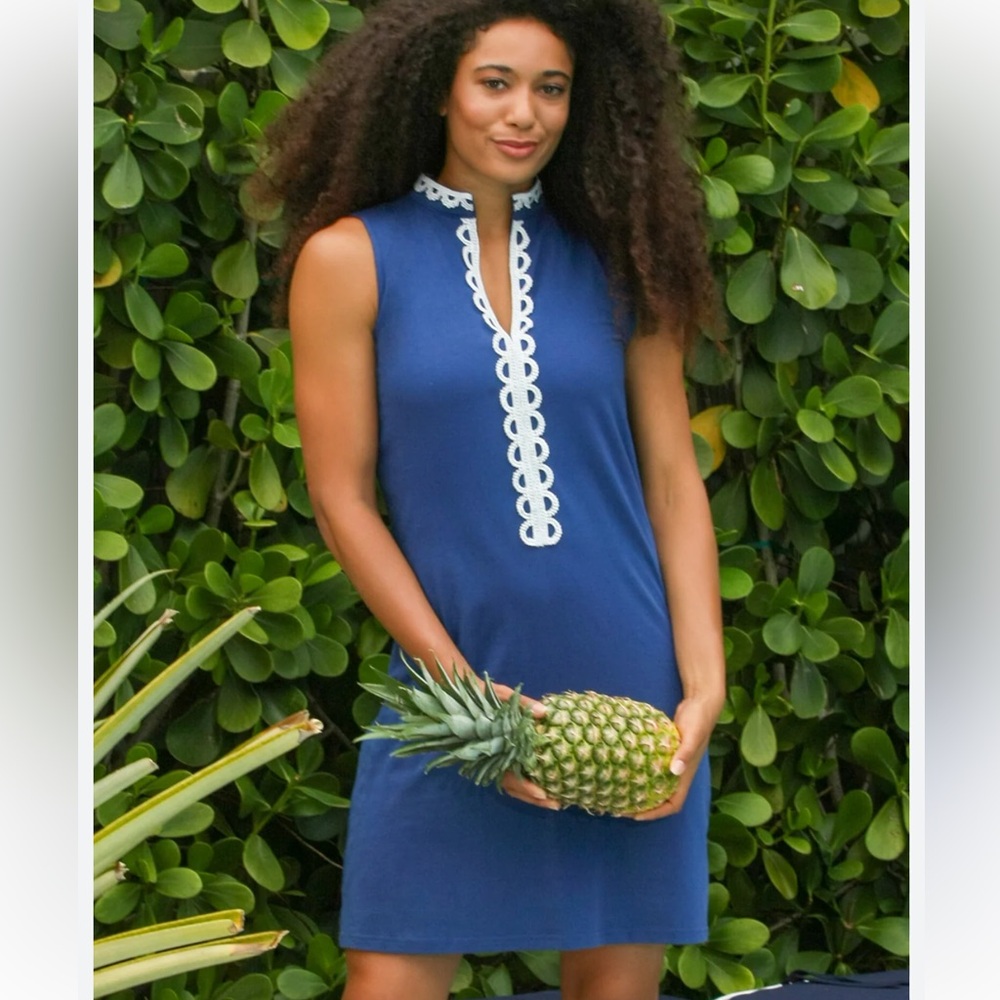 AnaClare Royal Blue White Lace Trimmed Golf Dress
